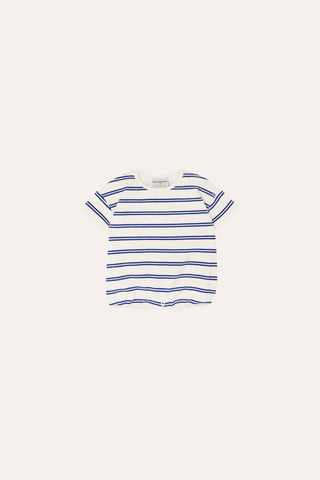 The Campamento Ecru/Blue Striped Romper