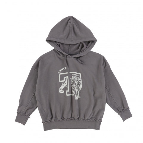 Tocoto Vintage Grey Tiger Hooded Sweatshirt