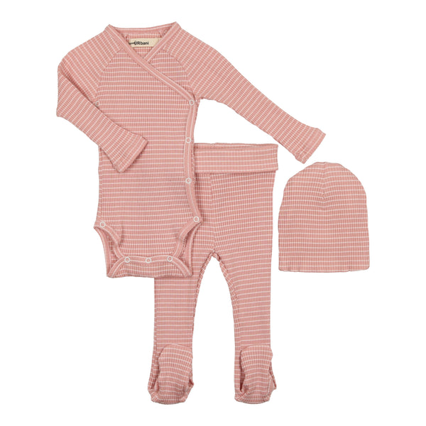Urbani Mauve & White Striped Baby Gift Set