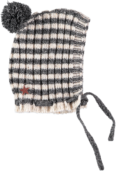 Tocoto Vintage Beige Pompom Stripe Bonnet